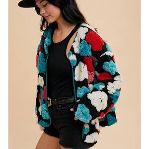 FLORAL TUFTED JACKET WITH POCKETS